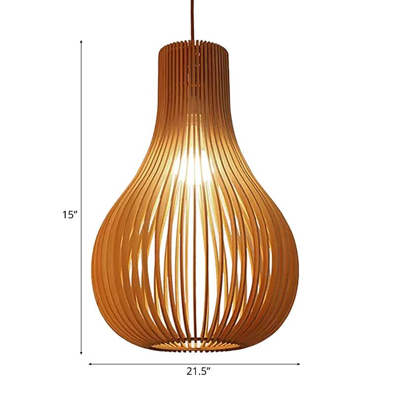 Modern Adjustable Wood Pendant Light - Teardrop Shape Ceiling Fixture