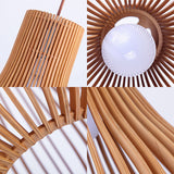 Modern Adjustable Wood Pendant Light - Teardrop Shape Ceiling Fixture