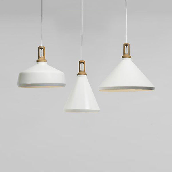 9.5/14 Wide White Pendant Lighting With Cone/Barn Metal Shade - Nordic Hanging Light For Dining Room