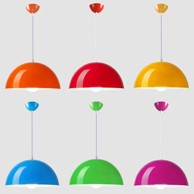 Nordic Aluminum Dome Hanging Light - 1 Suspension For Dining Room (Black/White/Red 12/14/16)