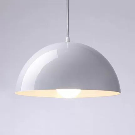Nordic Aluminum Dome Hanging Light - 1 Suspension For Dining Room (Black/White/Red 12/14/16)