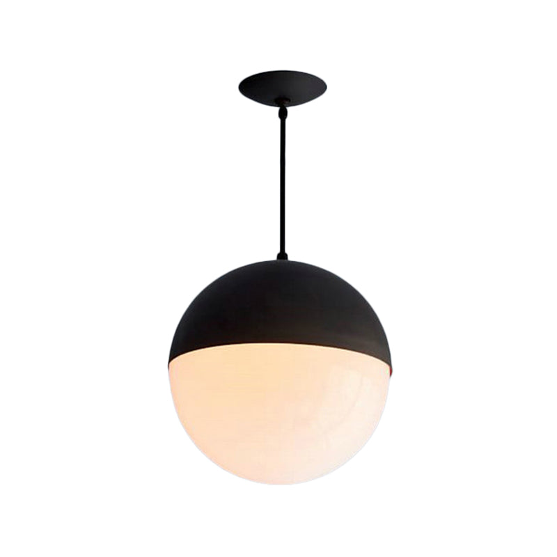 Modernist Black/Gold Sphere Pendant Lamp With Opal Glass - Ideal For Kitchen Ceiling Lighting