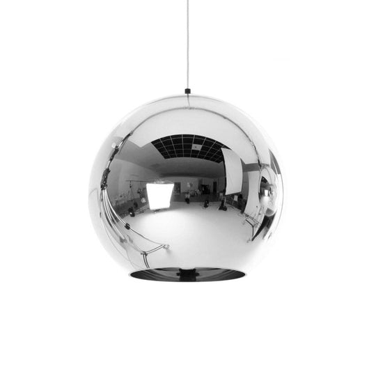 Contemporary Glass Mirror Ball Pendant Light - Chrome/Gold/Rose Gold 6/8/10 Width Hanging Ceiling