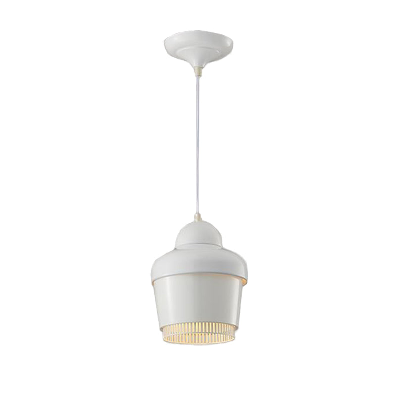 Modern Black And White Jar Pendant Light With Chrome Accents