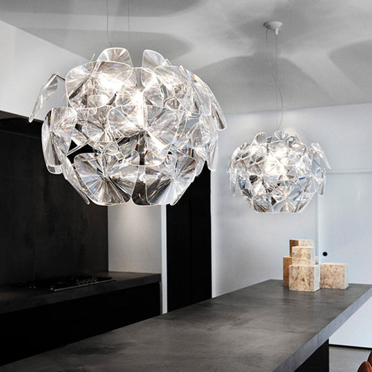 Modern Acrylic Globe Pendant Light - Clear Ceiling Lamp (24’/28.5’/43’ Wide)