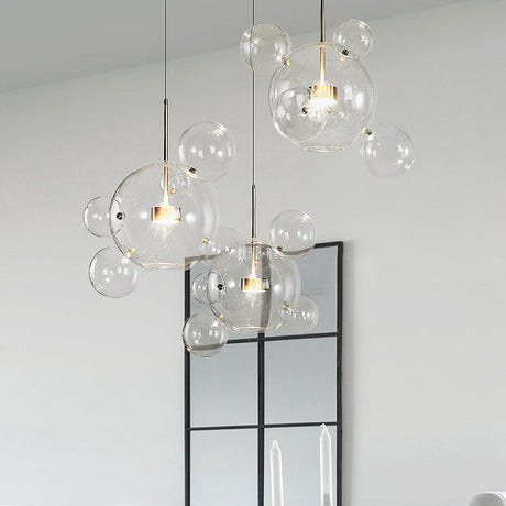 Gold Bubble Glass Pendant Light With Led Bulbs - Modernist Ceiling Lamp (1/4/6 Lights)