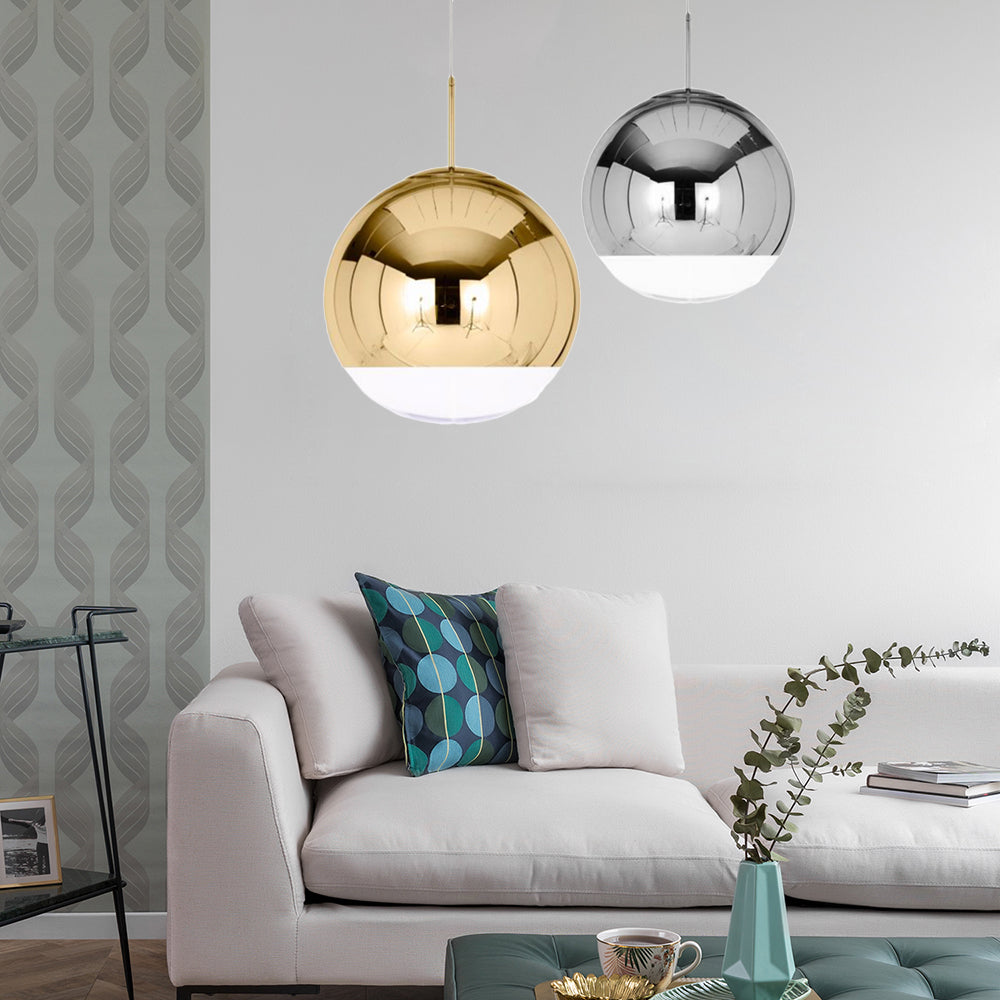 Sleek Metal Globe Pendant Ceiling Light Chrome/Gold Finish 1-Light For Chic Décor Available In