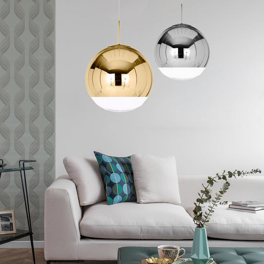 Sleek Globe Pendant Ceiling Light: Simplicity In Chrome/Gold 1-Light 6/8/10W