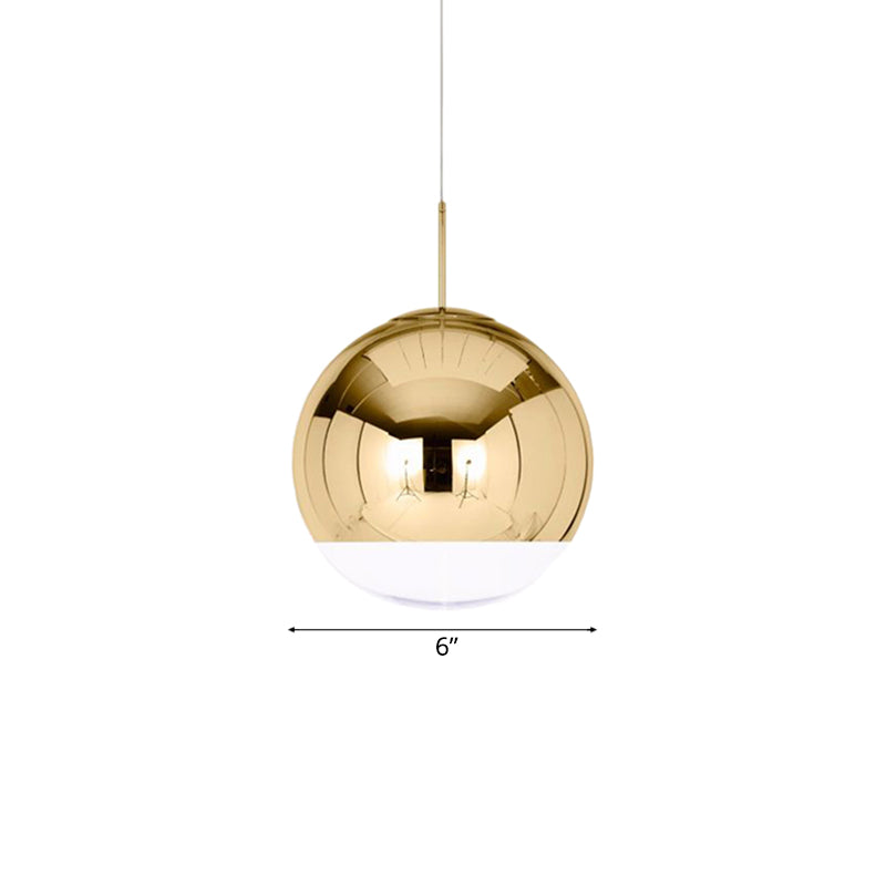 Sleek Metal Globe Pendant Ceiling Light Chrome/Gold Finish 1-Light For Chic Décor Available In