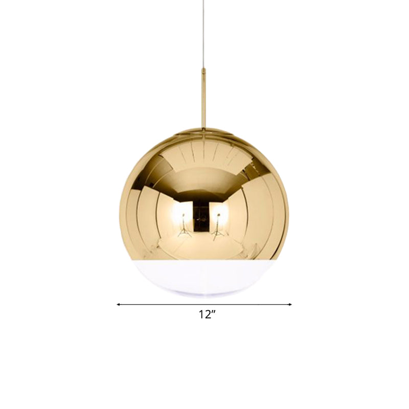 Sleek Metal Globe Pendant Ceiling Light Chrome/Gold Finish 1-Light For Chic Décor Available In