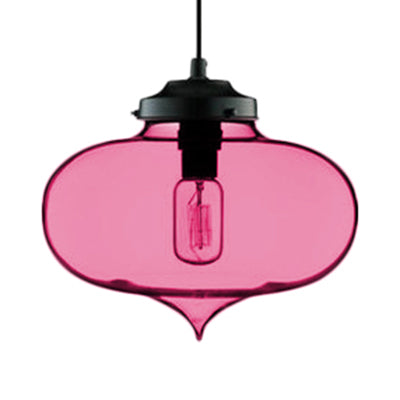 Contemporary Teardrop Glass Pendant Light - 1-Light Hanging Ceiling Fixture (Red/Brown/Blue) Rose