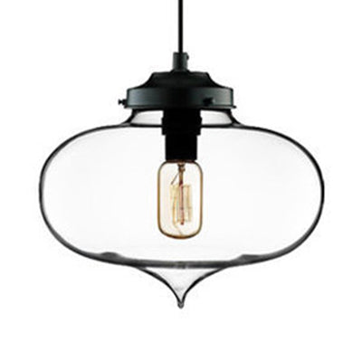 Contemporary Teardrop Glass Pendant Light - 1-Light Hanging Ceiling Fixture (Red/Brown/Blue) Clear