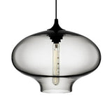 Simplicity Glass Oval Hanging Lamp - 1-Light Red/Brown/Blue Ceiling Light Smoke Gray