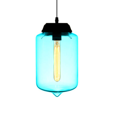 Teardrop Pendant Light - Modern Style Glass 1-Light Red/Brown/Blue Hanging Design Sky Blue