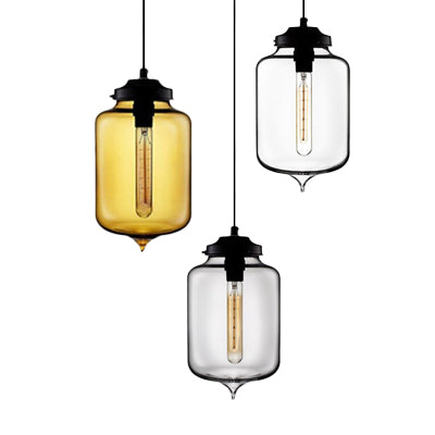 Teardrop Pendant Light - Modern Style Glass 1-Light Red/Brown/Blue Hanging Design