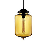 Teardrop Pendant Light - Modern Style Glass 1-Light Red/Brown/Blue Hanging Design Amber