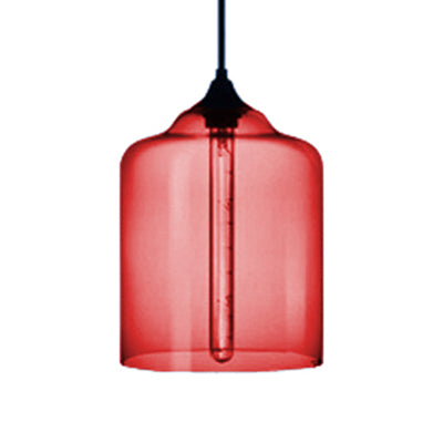 Glass Jug Suspension Light - Contemporary Red/Brown/Blue Ceiling Pendant Red