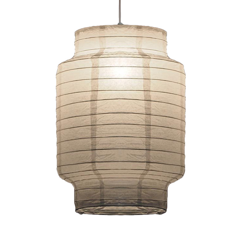 Retro Fabric Lantern Ceiling Pendant - 1-Light White Lamp Kit In 3 Sizes