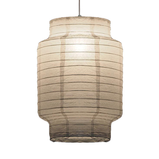Retro Fabric Lantern Ceiling Pendant - 1-Light White Lamp Kit In 3 Sizes