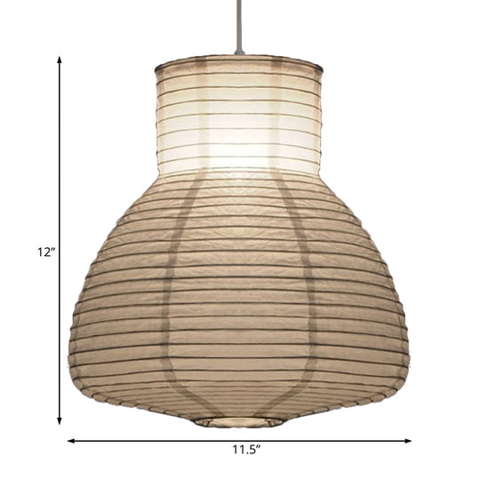 Retro Fabric Lantern Ceiling Pendant Light - 1 White Hanging Lamp Kit 8.5’/10.5’/11.5’ Wide
