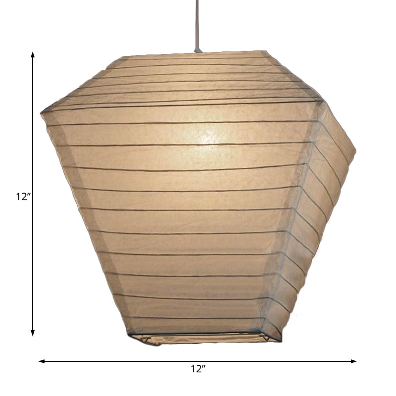Retro Fabric Lantern Ceiling Pendant Light - 1 White Hanging Lamp Kit 8.5’/10.5’/11.5’ Wide