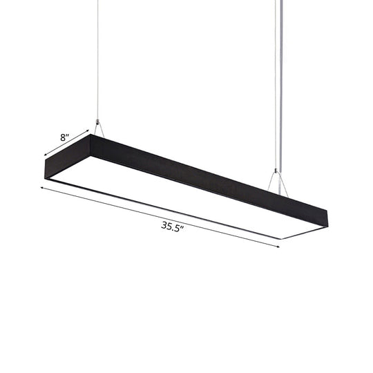 Sleek Rectangular Led Hanging Light - Minimal Silver/Black/White 23.5’/35.5’/47’ Long 5’/8’/12’ Wide