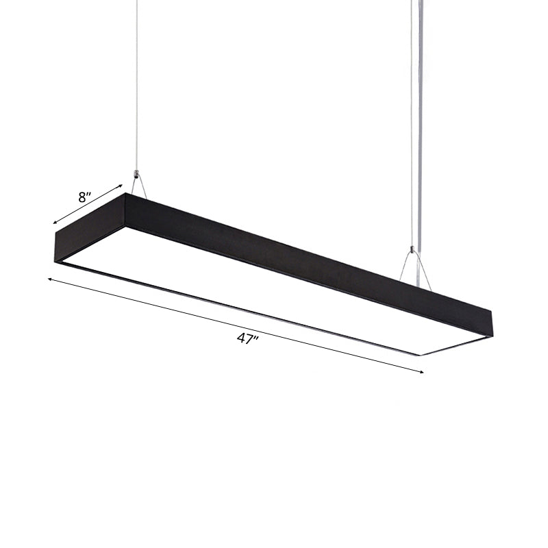 Sleek Rectangular Led Hanging Light - Minimal Silver/Black/White 23.5’/35.5’/47’ Long 5’/8’/12’ Wide