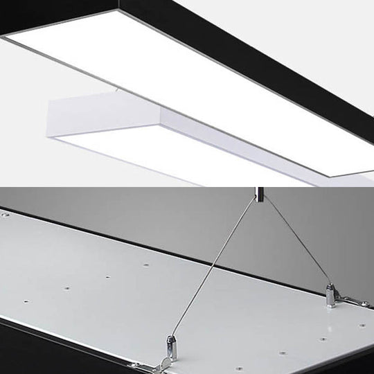 Sleek Rectangular Led Hanging Light - Minimal Silver/Black/White 23.5’/35.5’/47’ Long 5’/8’/12’ Wide