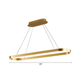 Minimalist Oval Led Ceiling Light In Gold/White - 31.5/39/47 Width Warm/White For Island