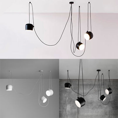 Modern Metal Pendant Light Kit With Adjustable Cord - 3/4 Heads In Black/White