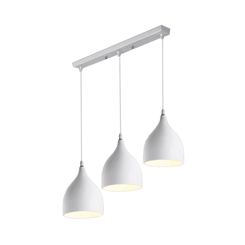 Modern Metal 3-Light Pendant In Black/White With Round/Linear Canopy