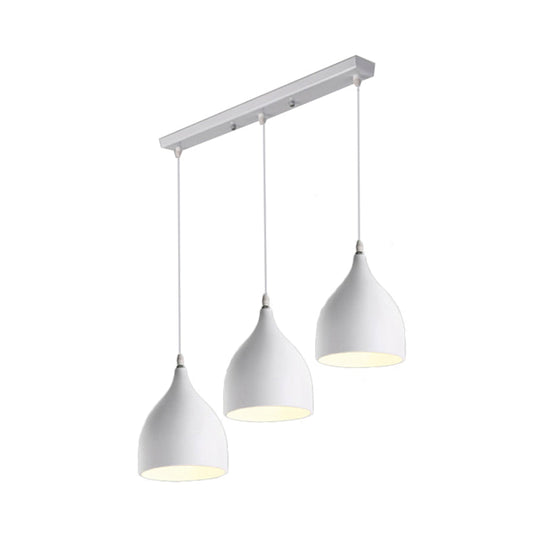 Modern Metal 3-Light Pendant In Black/White With Round/Linear Canopy