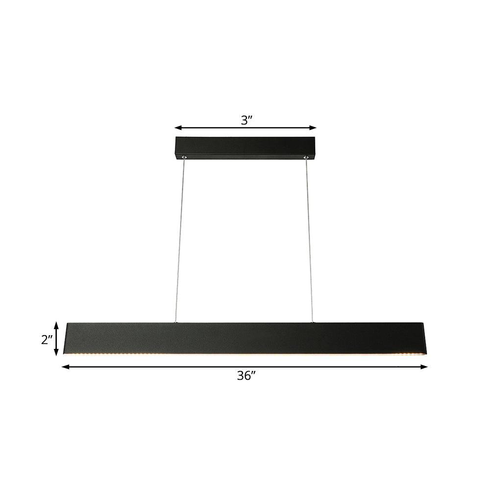 Modern Black Led Pendant Light 36/47 Wide Blade Hanging Ceiling Fixture For Dining Room In