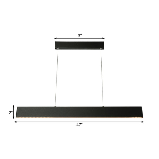 Modern Black Led Pendant Light Fixture For Dining Room - 36’/47’ Wide Blade Hanging Ceiling In