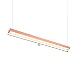 Wooden Shade Led Office Pendant Lighting - Sleek Rectangular Linear Design In Minimal Dark