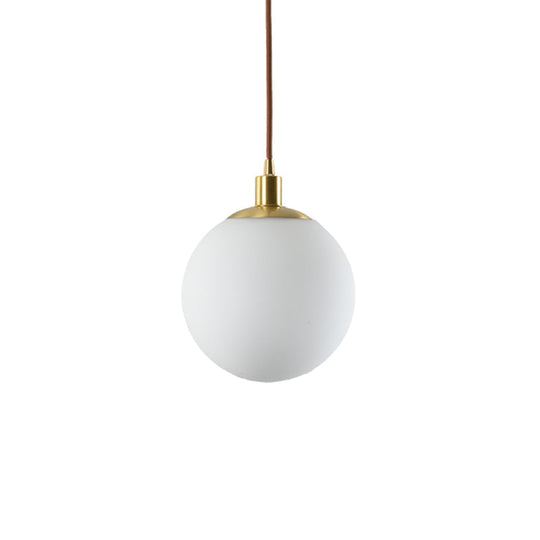 Milky Glass Ball Pendant Light: Modern Led Ceiling Lamp In Brass (6’/8’/10’ Wide)