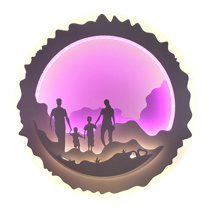 Chinese Style Led Wall Mounted Bedroom Mural Light With Loving Family/Surfing Pattern In