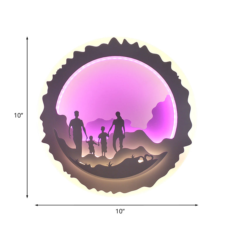 Chinese Style Led Wall Mounted Bedroom Mural Light With Loving Family/Surfing Pattern In