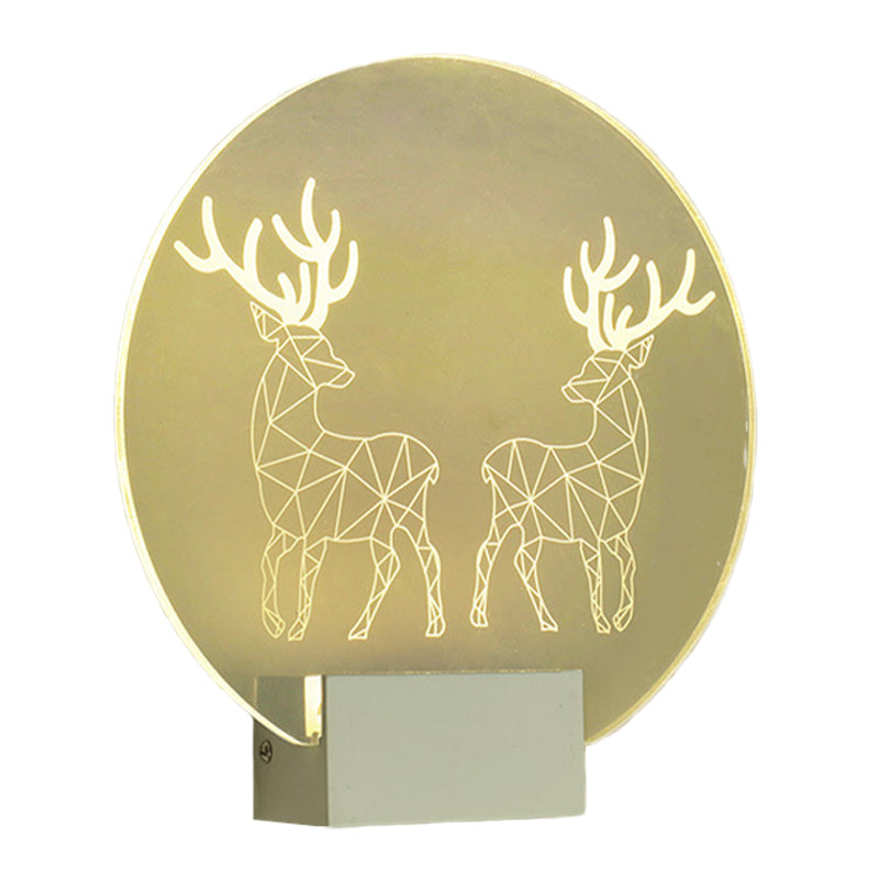 Modern Elk Deer Wall Lamp With Led Acrylic Light - Clear Circular Design