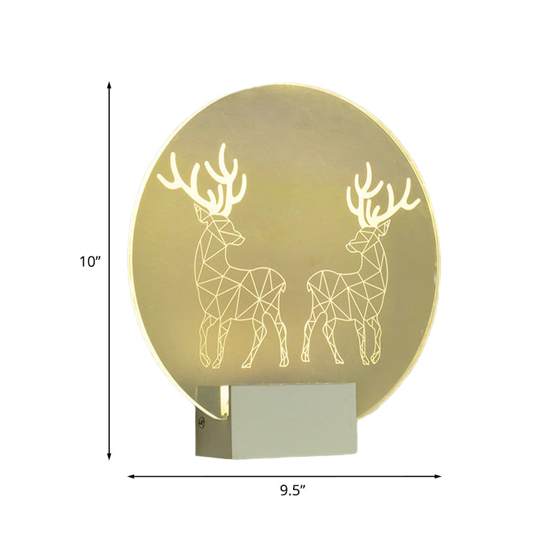 Modern Elk Deer Wall Lamp With Led Acrylic Light - Clear Circular Design