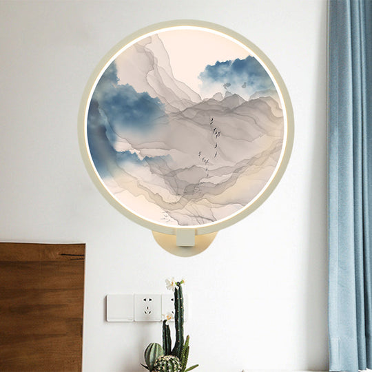 Chinese Led Acrylic Mountain Wall Lamp: White Mural Lighting For Living Room