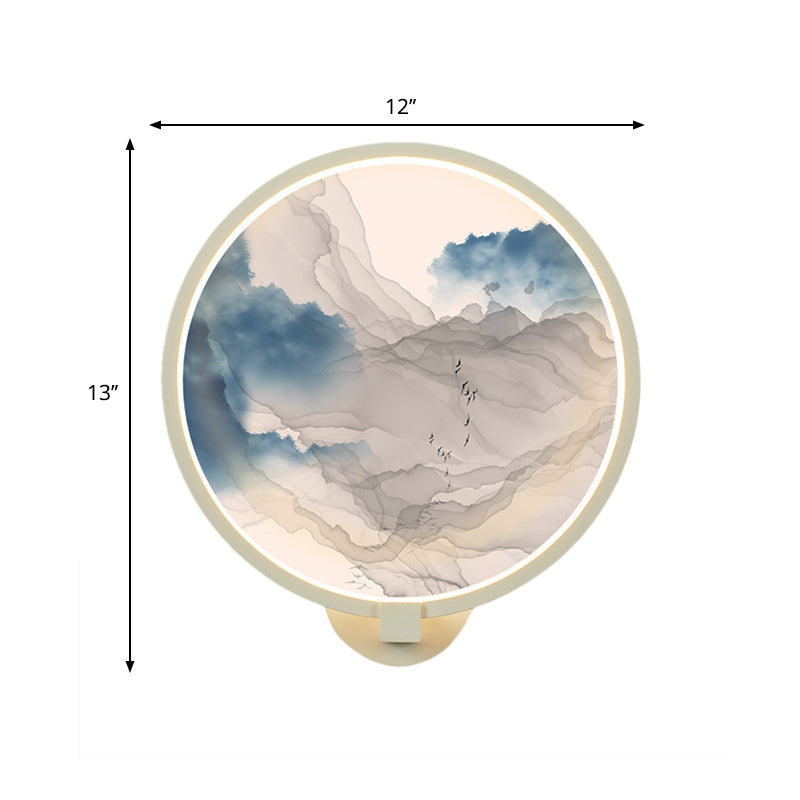 Chinese Led Acrylic Mountain Wall Lamp: White Mural Lighting For Living Room