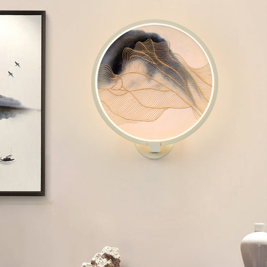 Chinese Led Acrylic Mountain Wall Lamp: White Mural Lighting For Living Room