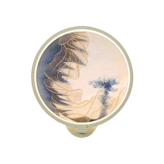 Chinese Led Acrylic Mountain Wall Lamp: White Mural Lighting For Living Room