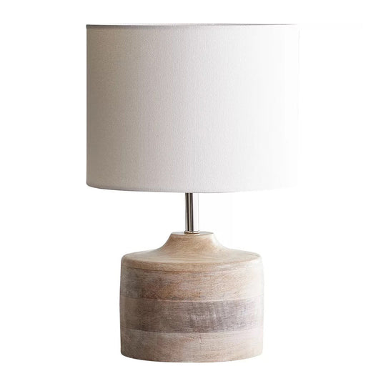 Aldhibah - Retro White Drum Shade Nightstand Lamp Style Fabric 1-Bulb Bedside Reading Book Light