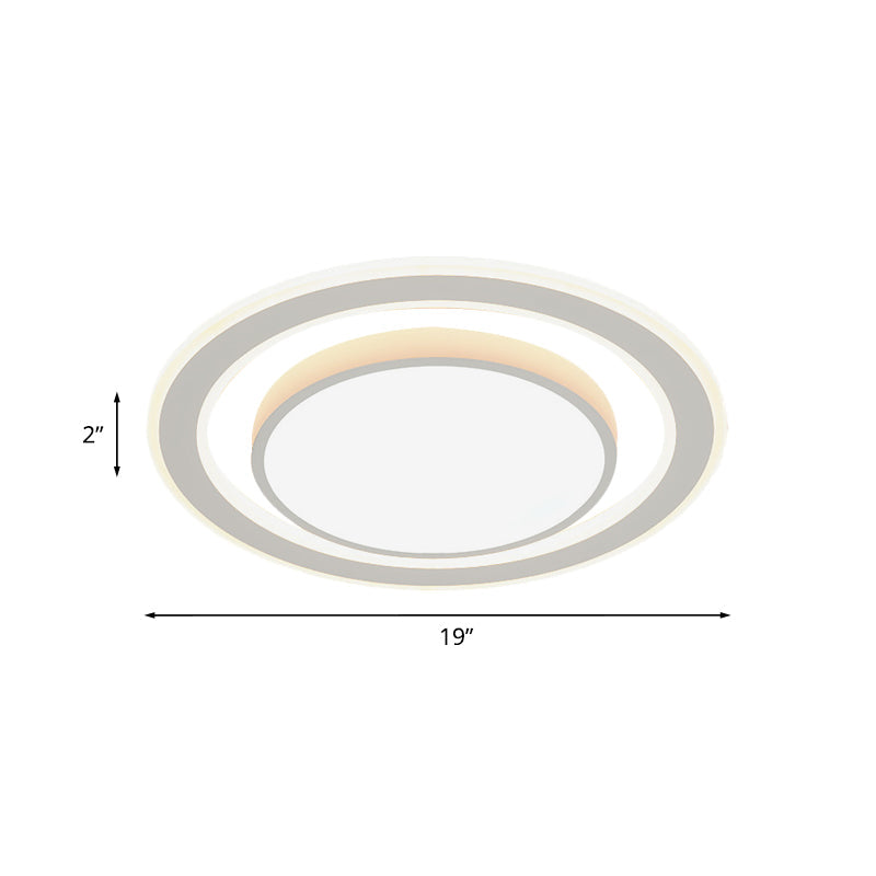 White Led Flush Mount Lamp For Bedroom Acrylic Round/Square Flushmount Fixture