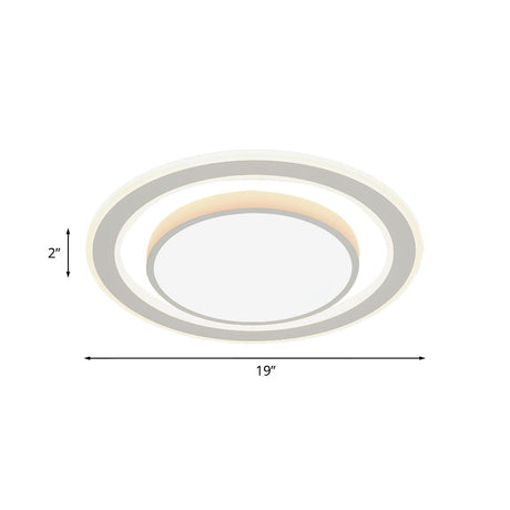 White Led Flush Mount Lamp For Bedroom Acrylic Round/Square Flushmount Fixture