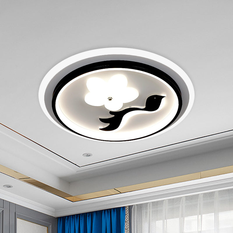 Modern Flower - Inspired Black Acrylic Led Flush Mount Light For Bedroom (Customizable In 15 Days)