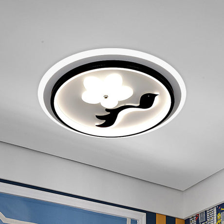 Modern Flower-Inspired Black Acrylic Led Flush Mount Light For Bedroom (Customizable In 15 Days)