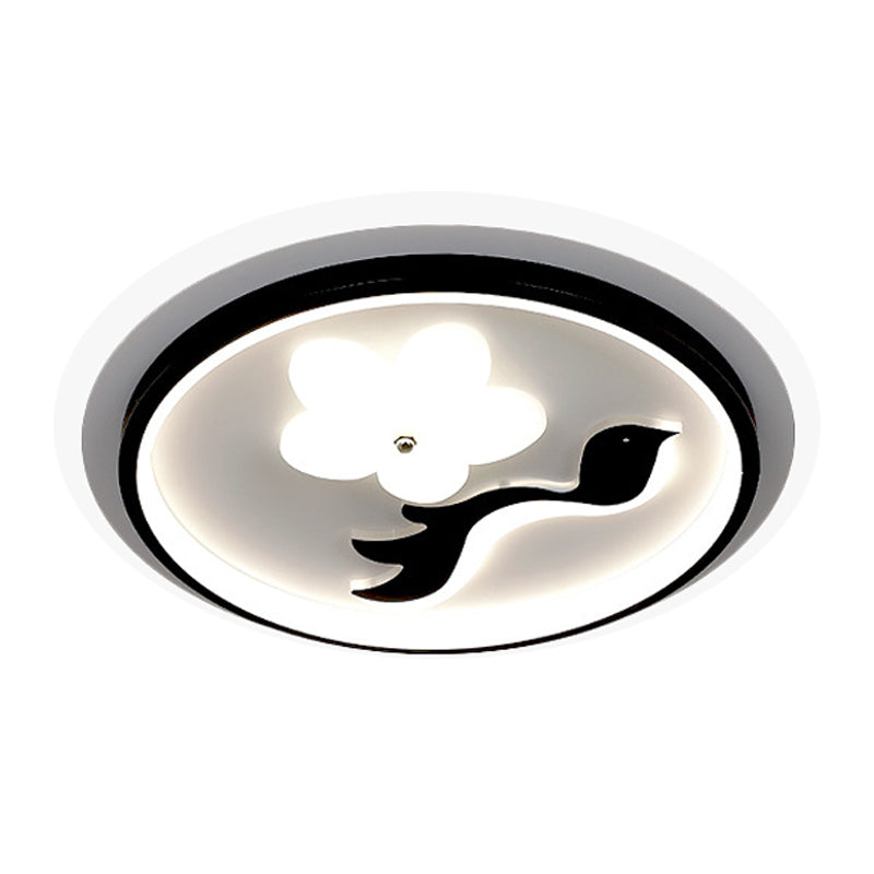 Modern Flower-Inspired Black Acrylic Led Flush Mount Light For Bedroom (Customizable In 15 Days)